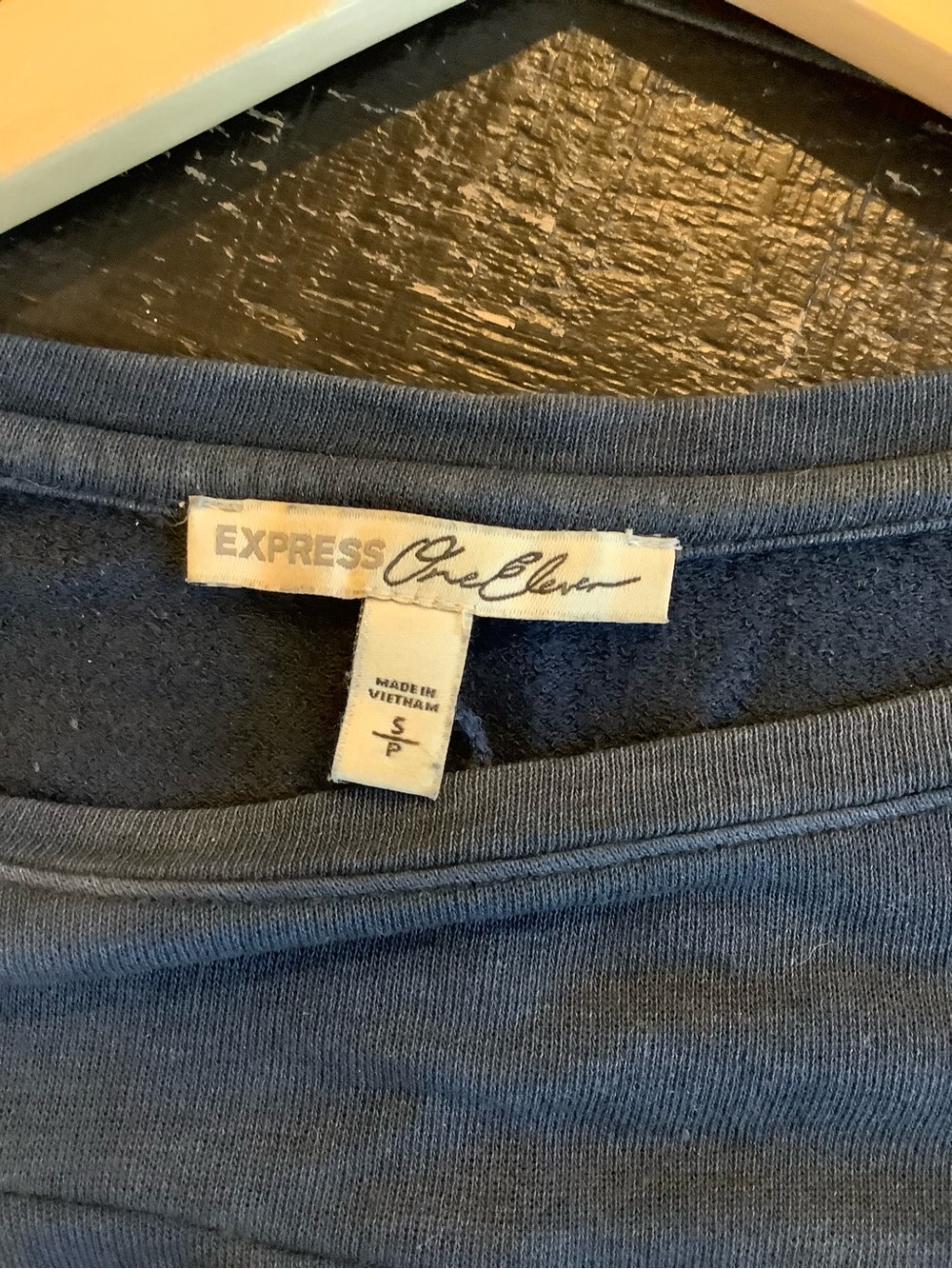 Express Navy Ruffle Trim Sweatshirt - Picture 3 of 6